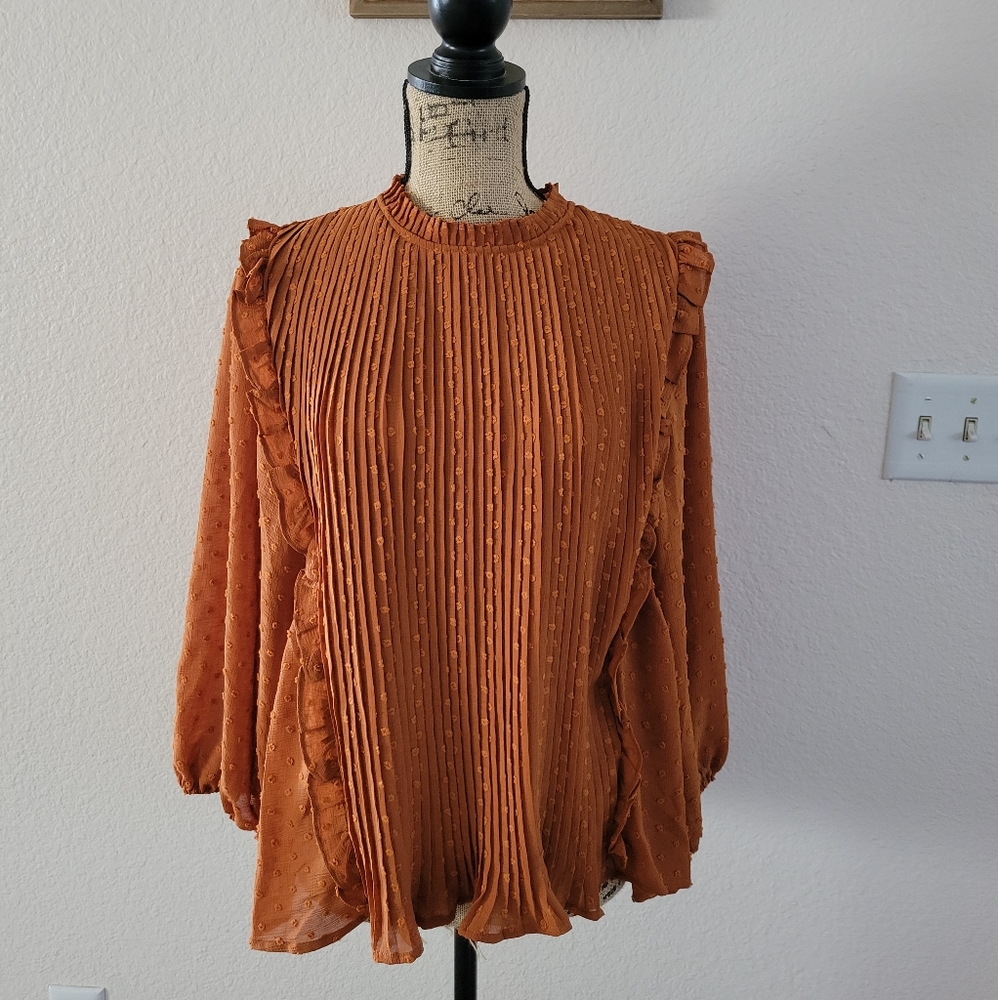Wishlist Balloon Sleeve Top. Burnt Orange. Size Medium.